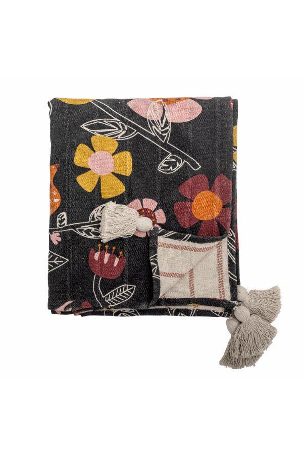 Bloomingville Vivielle torkkupeitto mustan harmaa 160 x 130 cm