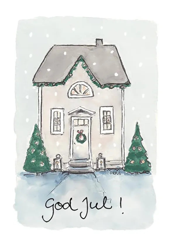 Putinki Sari's Artwork 2-osainen joulukortti - Vaalea talo, God jul